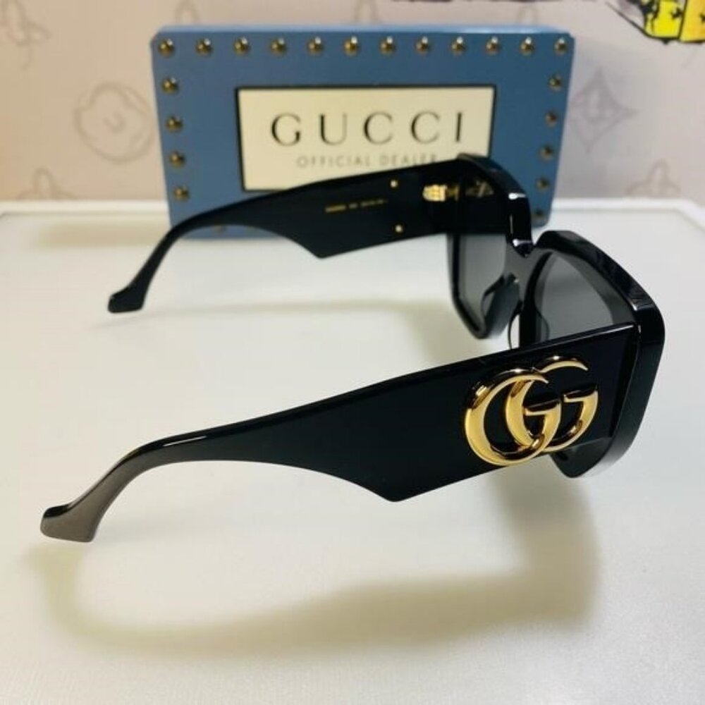 New Gucci Geometric Men’s Women’s Sunglasses GG0956S 003 Black/Gold 54mm - Picture 11 of 13